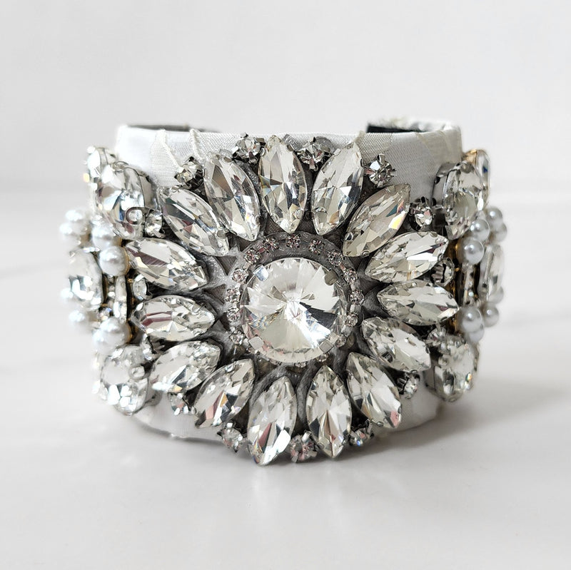 White Jeweled Cuff Bracelet