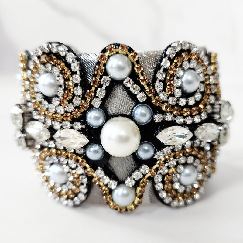 Silver and Gold Jeweled Cuff Bracelet