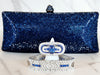 Navy Blue Crystal Clutch Purse, Sterling Silver Sapphire Modern Ring and Art Deco Bracelet