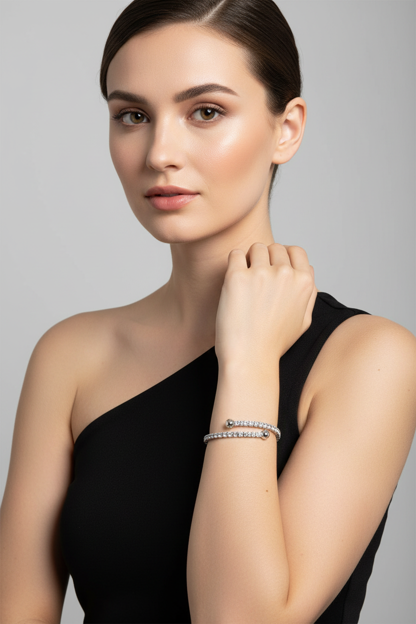 Sterling Silver Diamond Wrap Bracelet