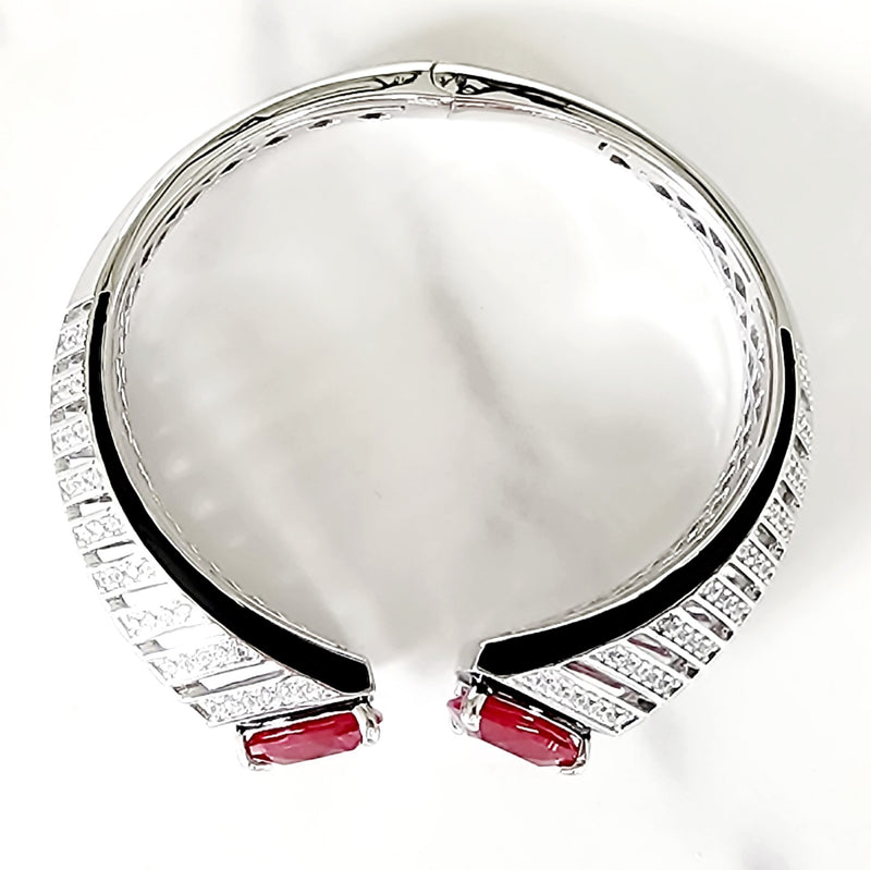 Sterling Silver Triangle Ruby Cuff Bracelet