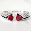 Sterling Silver Ruby Flower Ring and Cuff Bracelet