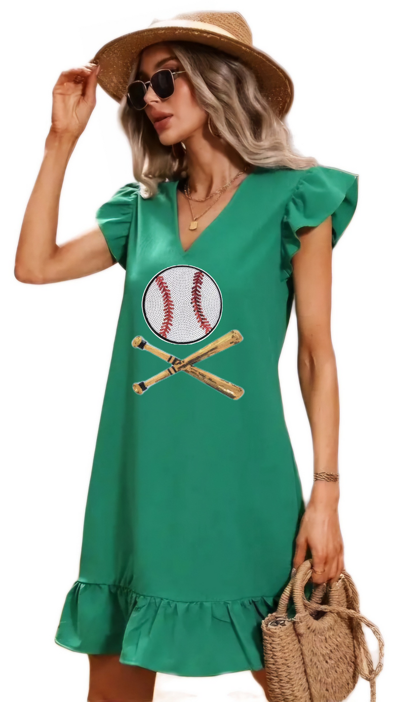 Green Sequin Baseball Dress