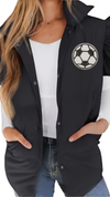 Black "Pick Your Sport" Puffer Vest (interchangeable velcro sports patches included: football, basketball, soccer ball, baseball)