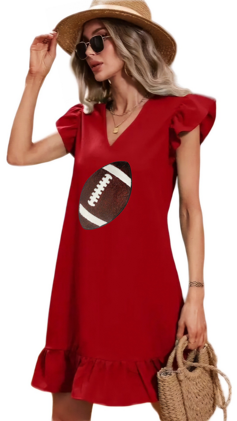 Red Sequin Football Mini Dress