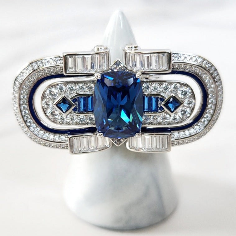 Sterling Silver Modern Sapphire Ring