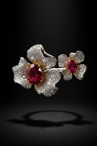 Sterling Silver Ruby Double Flower Ring