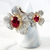 Sterling Silver Ruby Double Flower Ring