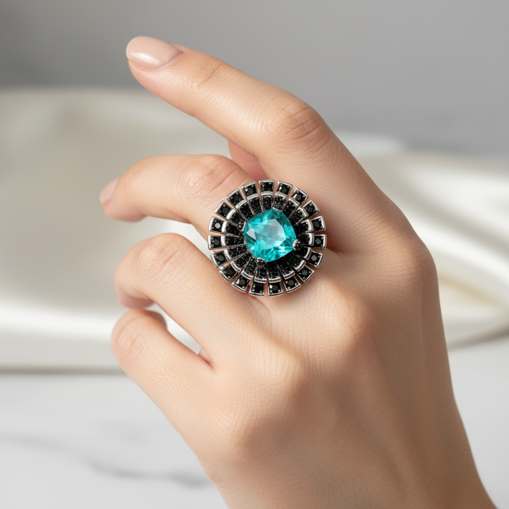 Sterling SIlver Paraiba Blue Tourmaline Ring