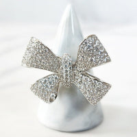 Sterling Silver Pave Bow Ring