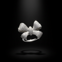Sterling Silver Pave Bow Ring