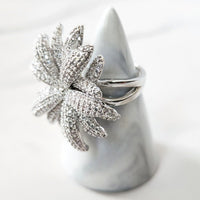 Silvertone Flower Ring