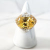 Sterling Silver Yellow Zircon Pave Ring