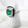 Sterling Silver Emerald and Black Enamel Ring