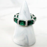 Sterling Silver Emerald Row Ring