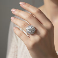 Sterling Silver Round Diamond Ring