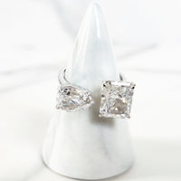 Sterling Silver Open Double Stone Ring