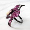 Sterling Silver Fuchsia Pink Orchid Ring