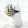 Sterling Silver Yellow, Green and Blue Diamond Ring