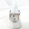 Sterling Silver Square Cut Diamond Ring