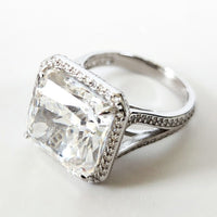 Sterling Silver Square Cut Diamond Ring