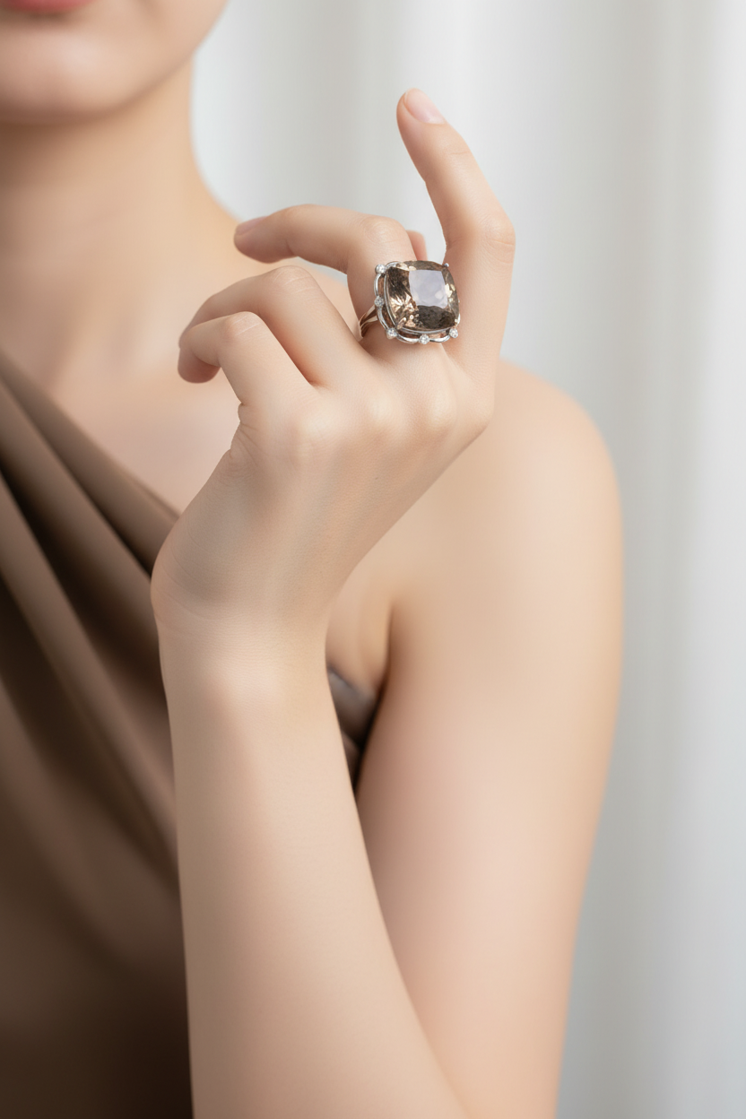 Sterling Silver Smoky Quartz Ring