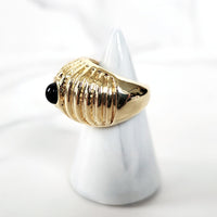 Gold Dome Ring with Black Stone