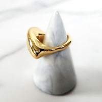 Modern Horizontal Shaped Goldtone Ring