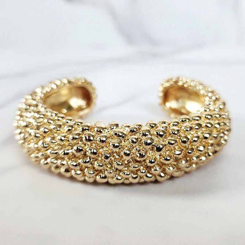 Gold Popcorn Cuff Bracelet