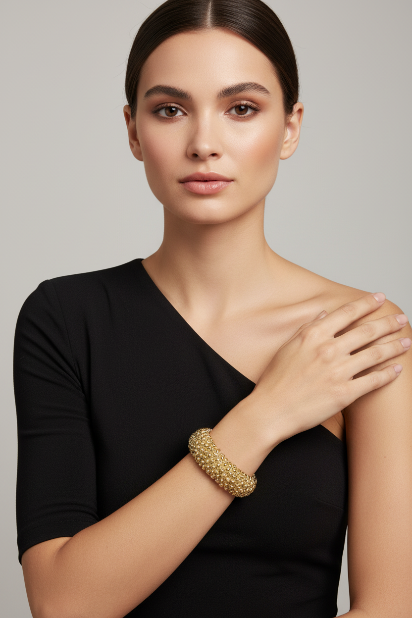 Gold Popcorn Cuff Bracelet