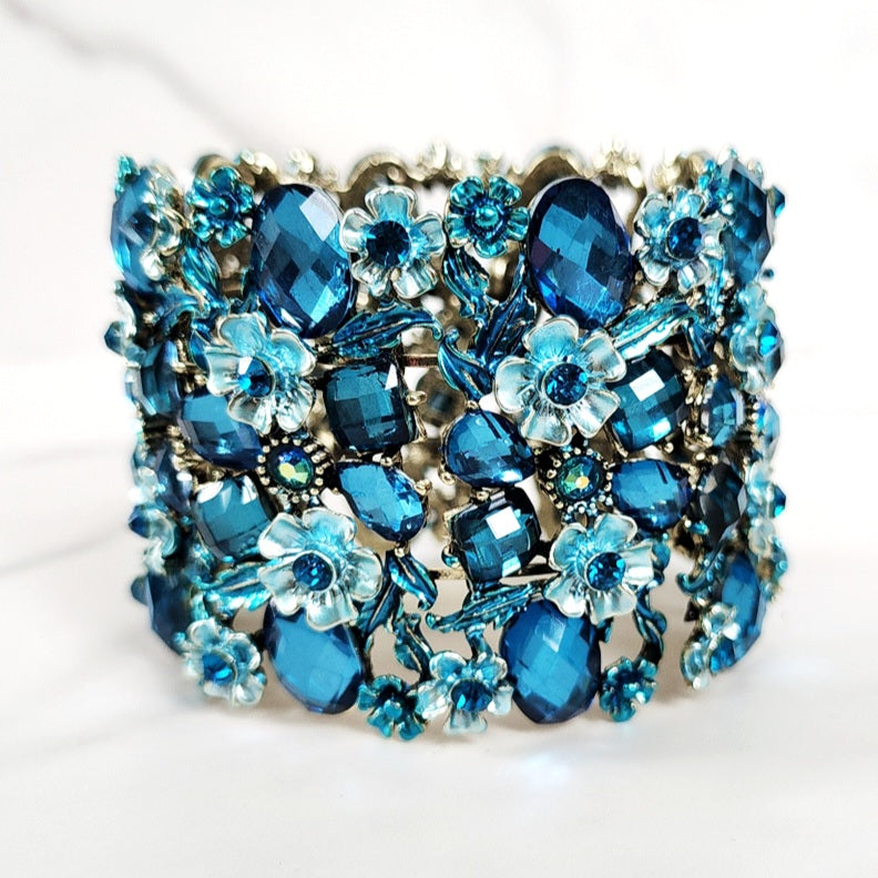 Blue Flower Cuff Bracelet