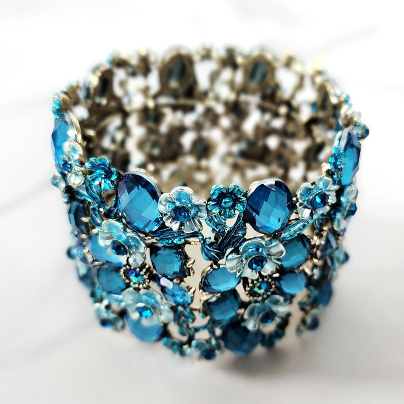 Blue Flower Cuff Bracelet