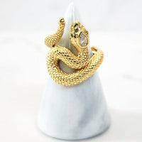 Sterling Silver 14K Gold Plated Snake Ring