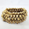 Goldtone Spike Bracelet, Peanut Wood Cuff and Sterling Silver Gold Plated Snake Ring