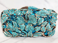 Blue Crystal Flower Clutch