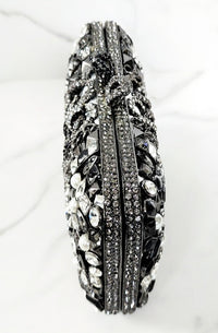 Black and Silver Crystal Clutch