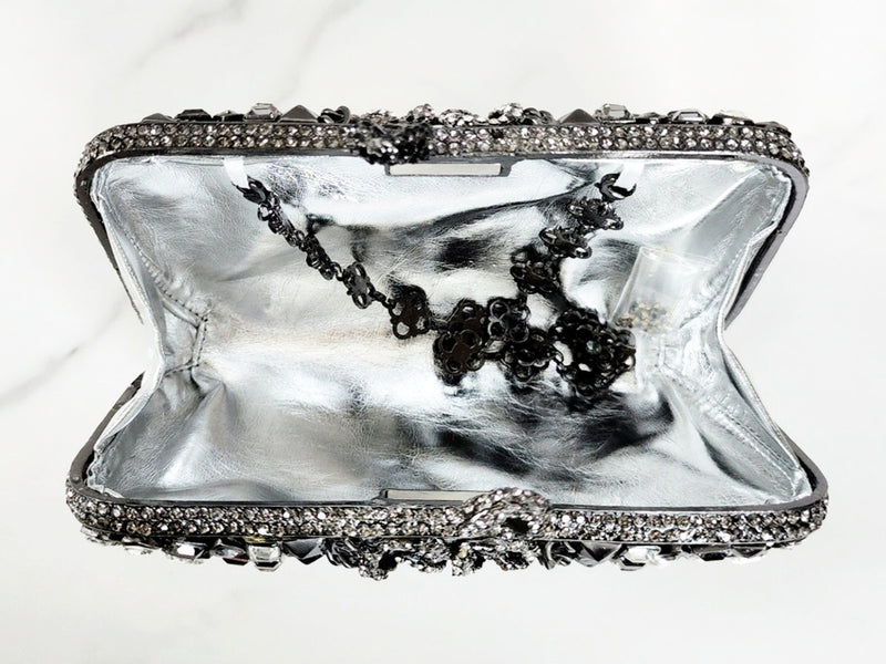 Black and Silver Crystal Clutch