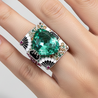 Sterling Silver Exquisitely Detailed Iced Cut Paraiba Diamond Ring