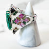 Sterling Silver Exquisitely Detailed Iced Cut Paraiba Diamond Ring