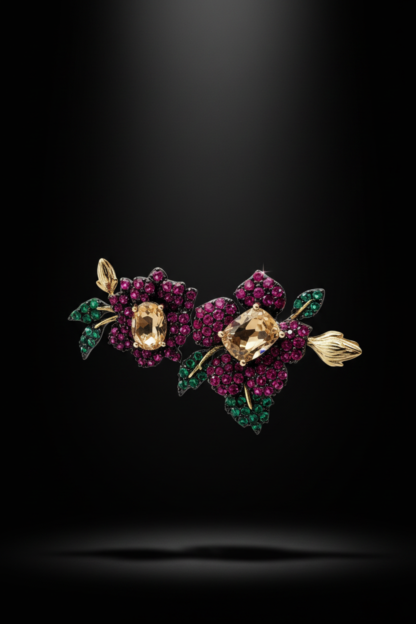 Sterling Silver Amethyst and Citrine Double Flower Ring.