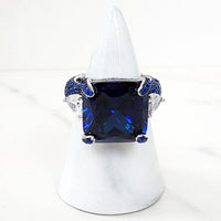 Sterling Silver Square Cut Sapphire Ring