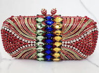 Red Multicolored Crystal Clutch