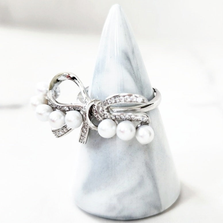 Sterling Silver Pearl Bow Ring