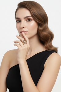 Sterling Silver Gold Crystal Ball Ring