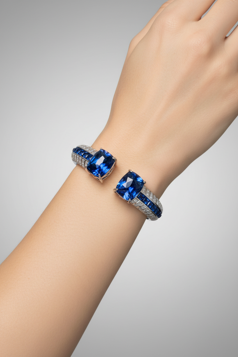 Sterling Silver Sapphire Cuff Bracelet