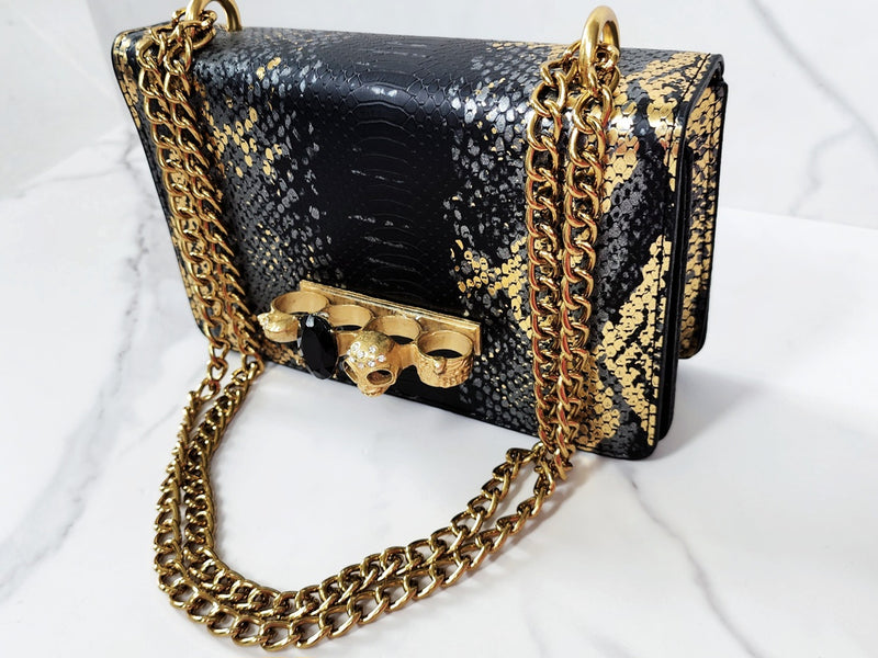 Black and Gold Knuckle Clutch