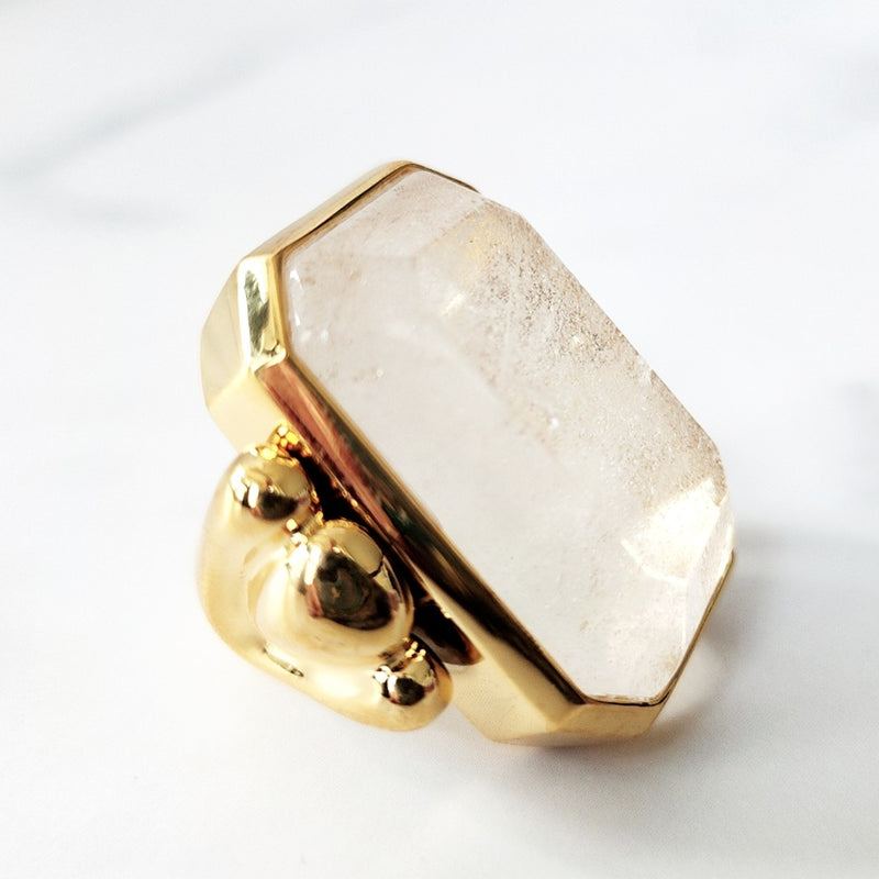 Goldtone Crystal Ring