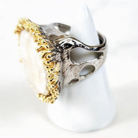 Sterling Silver Gold Embellished Baroque Pearl Ring