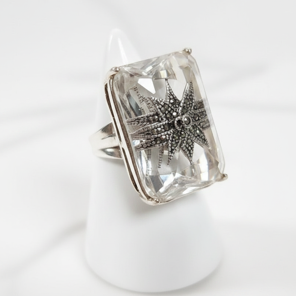 Sterling Silver Natural Crystal Ring