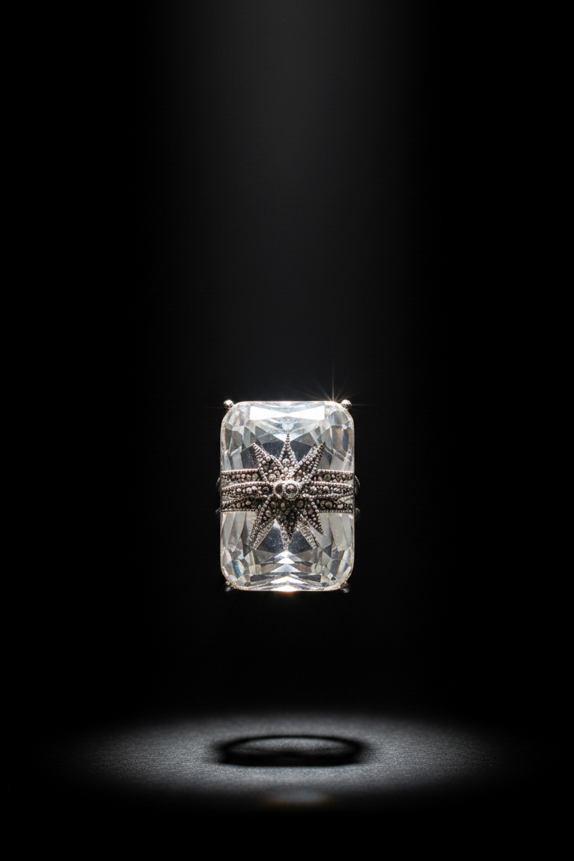 Sterling Silver Natural Crystal Ring